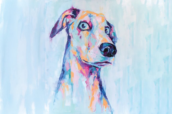 Fotobehang Een schilderachtig portret van een hond in een expressieve versie