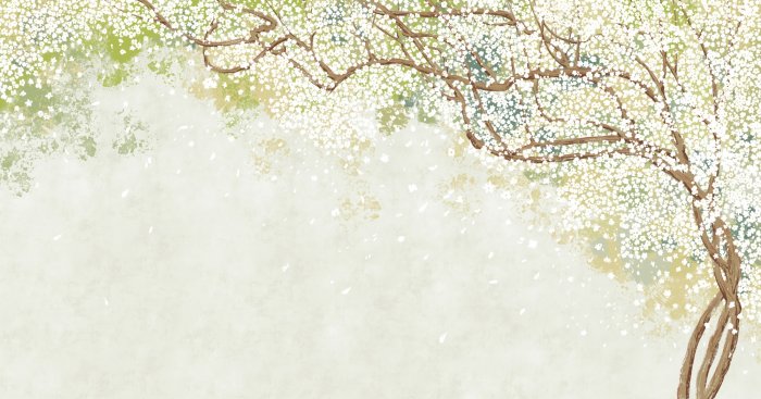 Fotobehang Een bloeiende boom met witte bloemen