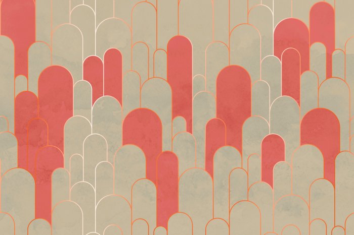 Fotobehang Oranje en beige bogen met goud