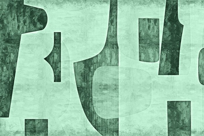 Fotobehang Groene graffitivormen op de muur