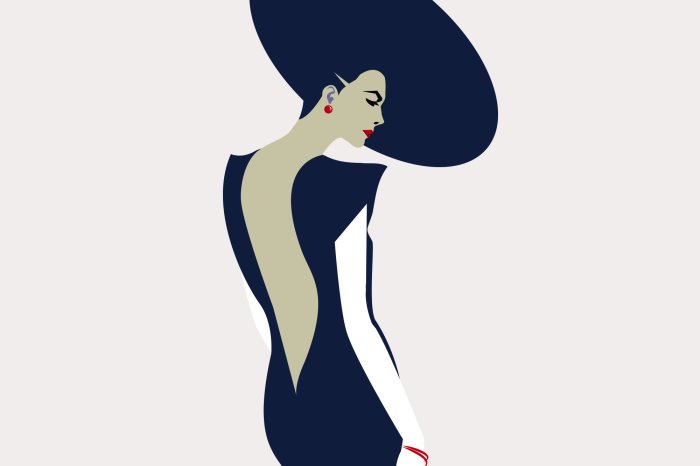 Fotobehang Portret van een vrouw met een hoed tegen een lichte achtergrond