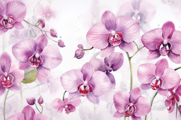Fotobehang Roze orchideeën met een delicate schaduw
