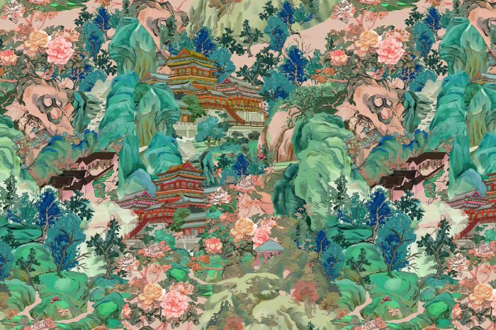 Fotobehang Japanse gebouwen in de bergen