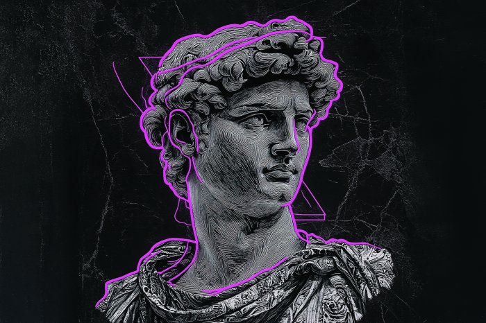 Fotobehang Griekse godensculptuur in pop-artstijl