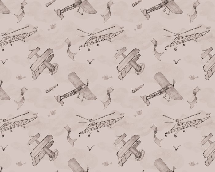 Fotobehang Vintage vliegtuigen en verrekijkers in beige kleuren