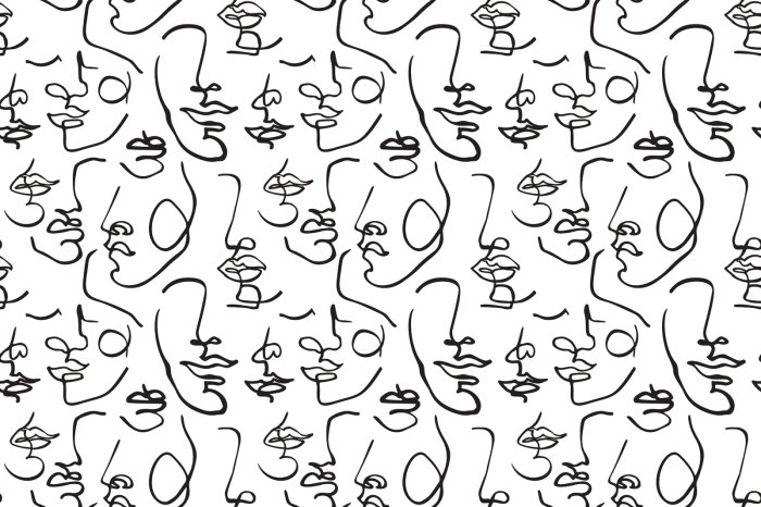 Fotobehang Zwarte minimalistische lijntekeningen op een witte achtergrond