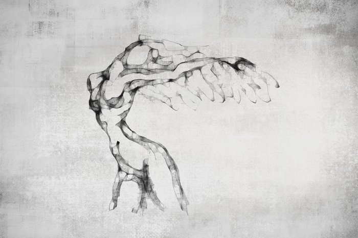 Fotobehang Aquarel vrouwelijk figuur op een grijze achtergrond met een betoneffect