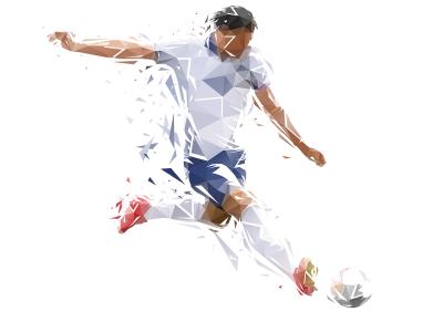 Sticker Voetbalspeler in abstracte stijl