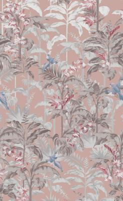 Sticker Exotische planten en blauwe vogels