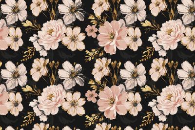 Sticker Bloemenpatroon op donkere achtergrond