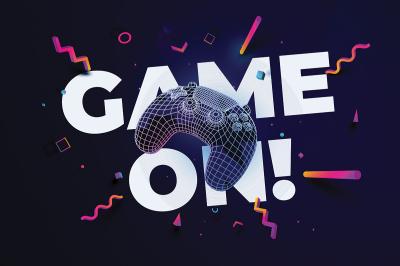 Sticker Gamecontroller en de tekst Game On