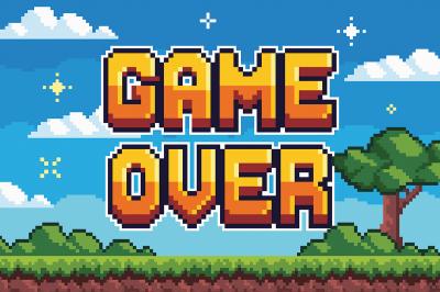 Sticker Tekst Game Over in de stijl van een computerspel