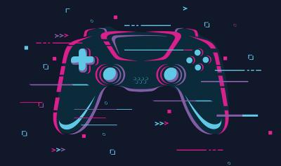 Sticker Videogamecontroller in glitch-artstijl