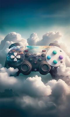 Sticker Gamecontroller die tussen de wolken zweeft