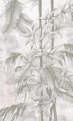 Sticker Bamboebladeren en -stengels op een betonnen achtergrond