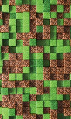 Sticker Abstracte achtergrond met aarde- en grasblokken in videogamestijl