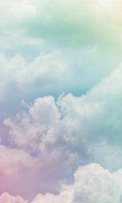 Sticker Kleurige wolken in tinten roze blauw en groen