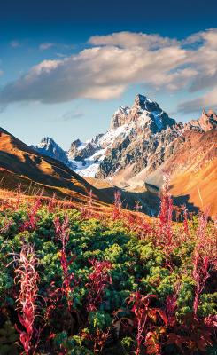 Sticker Berglandschap met uitzicht op de Oesjba