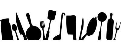 Sticker Zwart-wit patroon met keukengerei