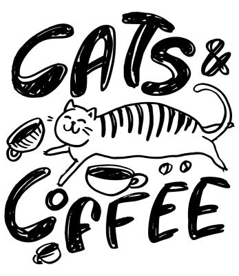 Sticker Illustratie met de tekst CATS & COFFEE