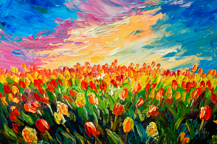 Canvas Sea of Tulips