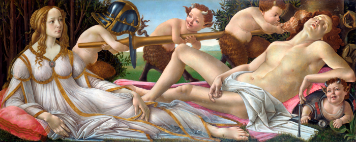 Canvas Venus en Mars: het mythologische gezicht van het gevoel