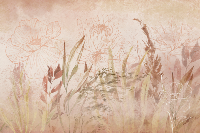 Canvas Delicate wilde planten in poederachtige tinten