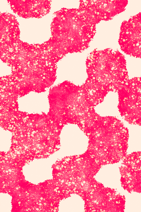 Canvas Een abstract motief met onregelmatige vormen in roze.