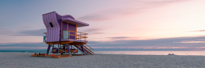 Canvas Een moderne reddingscabine in pastelkleuren