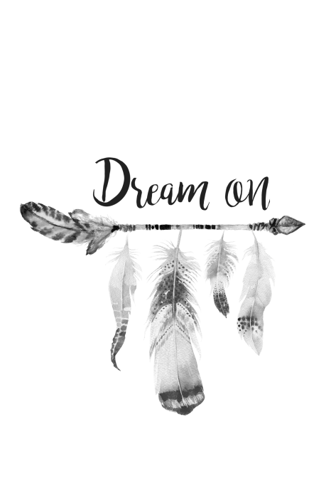 Canvas Boho Feathers (1-part) - English Text on White Background