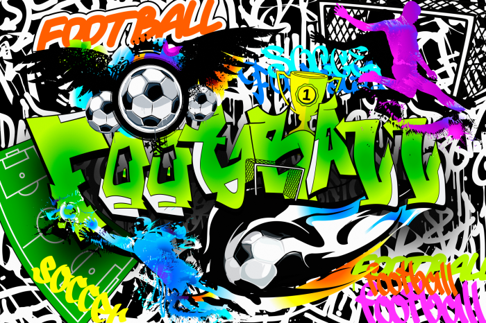 Canvas Football Graffiti (1 Part) Wide