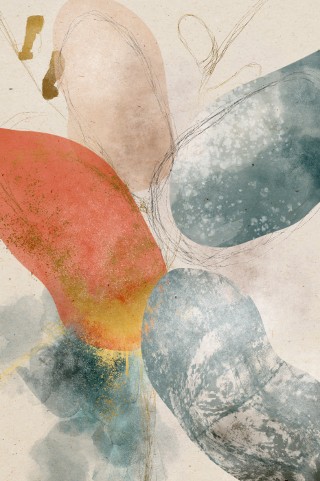 Canvas Abstractie met vlekken en lijnen