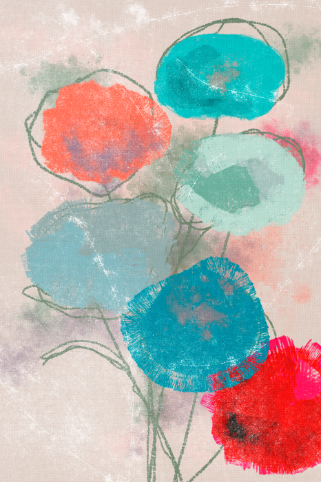 Canvas Abstract boeket van kleurrijke bloemen