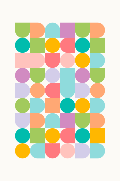 Canvas Pastel retro compositie van cirkels en vormen