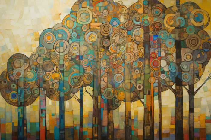 Canvas Abstrakcyjne drzewa w stylu Gustava Klimta