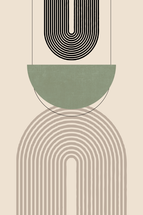 Canvas Bogen en geometrische vormen op een beige achtergrond