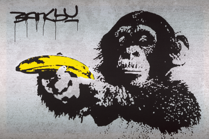 Canvas Halt oder der Affe schießt! (Banksy)
