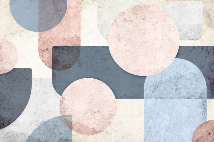 Canvas Roze en blauwe geometrische vormen