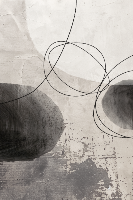 Canvas Abstracte vormen en dunne lijnen