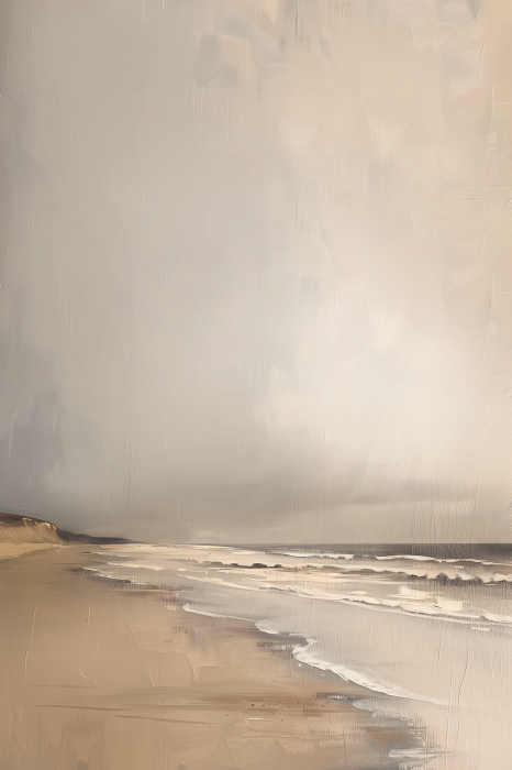 Canvas De zee op een bewolkte dag in schilderachtige stijl