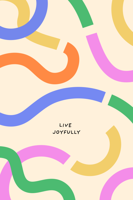 Canvas Kleurrijke golvende lijnen met tekst