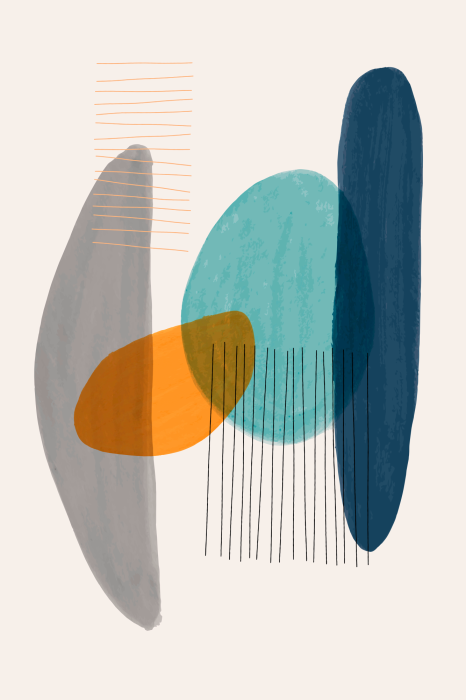 Canvas Afgeronde vormen en dunne lijnen in een geometrische compositie