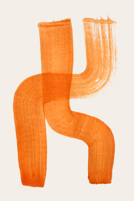 Canvas Oranje lijnen geverfd met verf