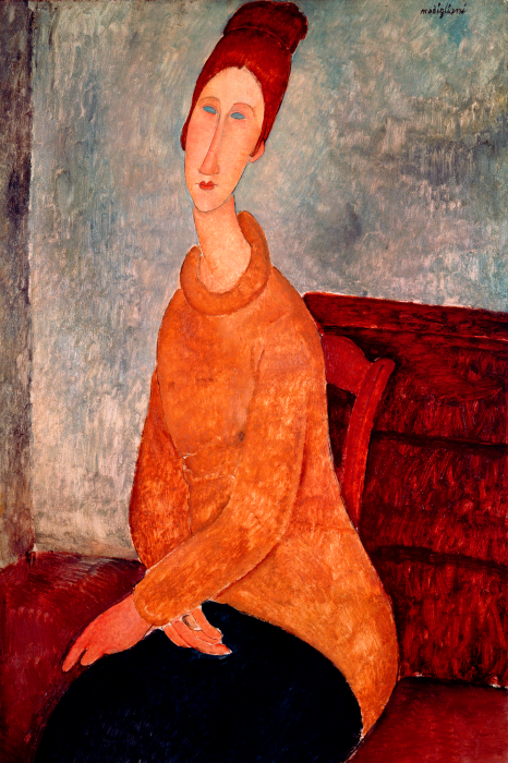 Canvas Jeanne&#39;s gele trui: subtiliteit en melancholie