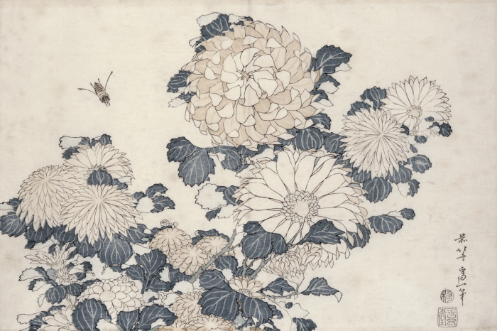 Canvas Felgekleurde bloemen in een harmonieuze Japanse stijl
