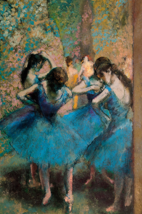 Canvas Blauwe ballerina&#39;s in een moment van stilstand