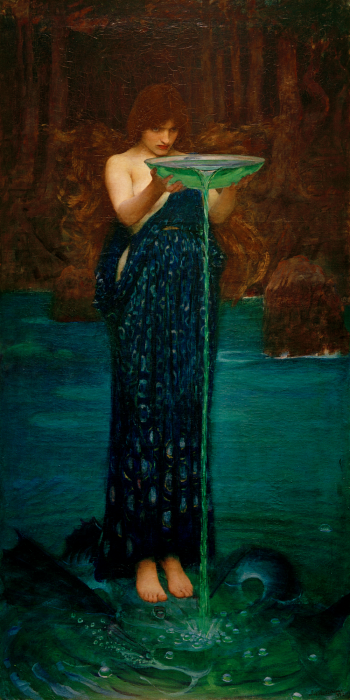 Canvas Een mystieke scène van transformatie en macht in de wereld van mythen