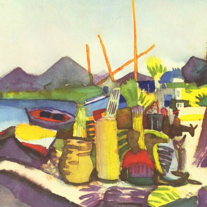 Canvas Een schilderachtige visie op het leven aan het water met expressieve vormen