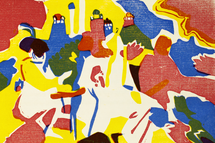 Canvas Visuele poëzie van klanken en kleuren