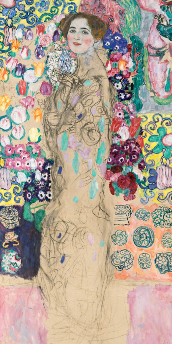 Canvas Maria Munk op een portret met een decoratieve achtergrond